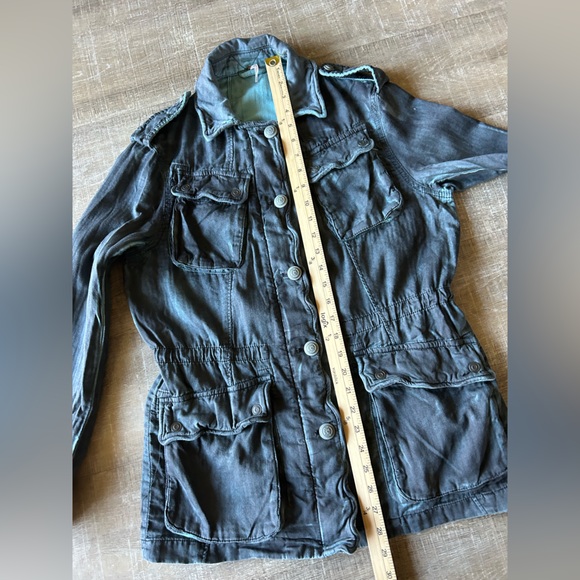Free People Double Cloth Jacket Military Drawstring XS Distressed Wash Gray NEW - Picture 5 of 11